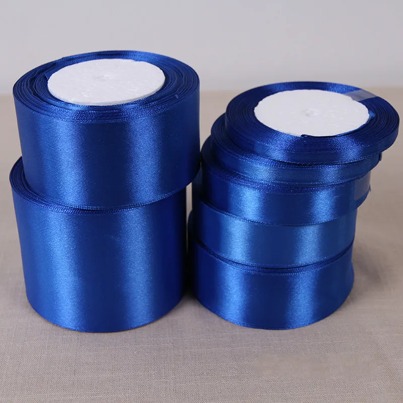 

Royal Blue Silk Satin Ribbons 6-10-15-20-25-38-50mm Single Face Satin Ribbons Wedding Christmas Halloween Gift Wrapping Ribbons