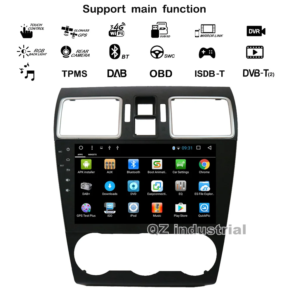 Excellent QZ industrial HD 9" Android 8.1 T8 for Subaru Forester XV 2017 Car DVD Player With Canbus 3G 4G GPS WIFI Navi Radio BT RDS Map 1
