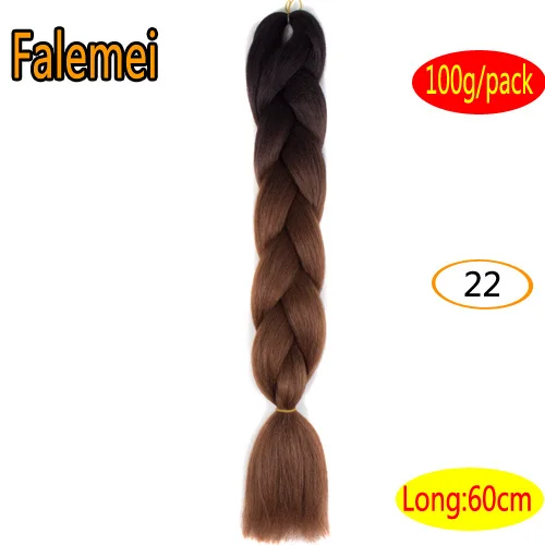 P18/613 FALEMEI 100 г/упак. 24 дюйма, вязанные косички, волосы, Омбре, два тона, цветные, огромные косички, волосы, синтетические волосы для кукол, вязанные волосы - Цвет: P18/613