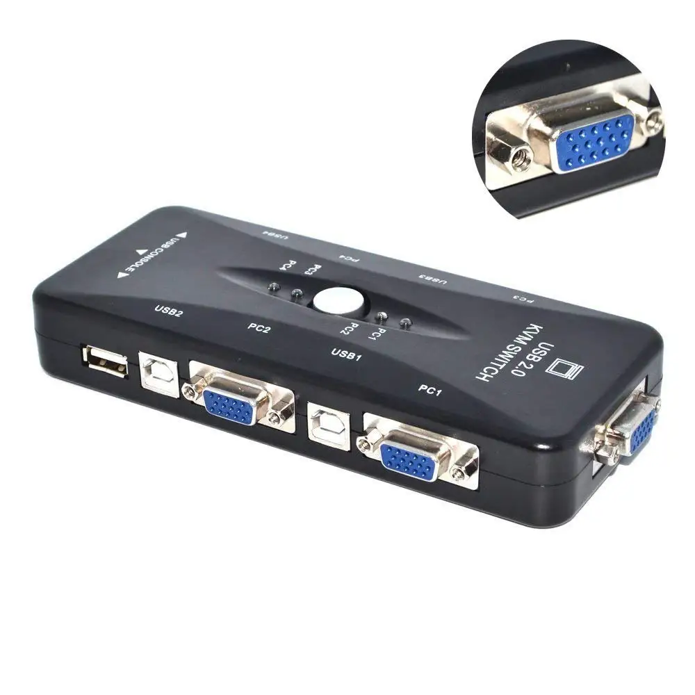 Ingelon 4 port kvm switch USB 2.0 VGA Splitter Printer Mouse Keyboard  Pendrive Share Switcher 19201440 VGA Switch Box Adapter (5)