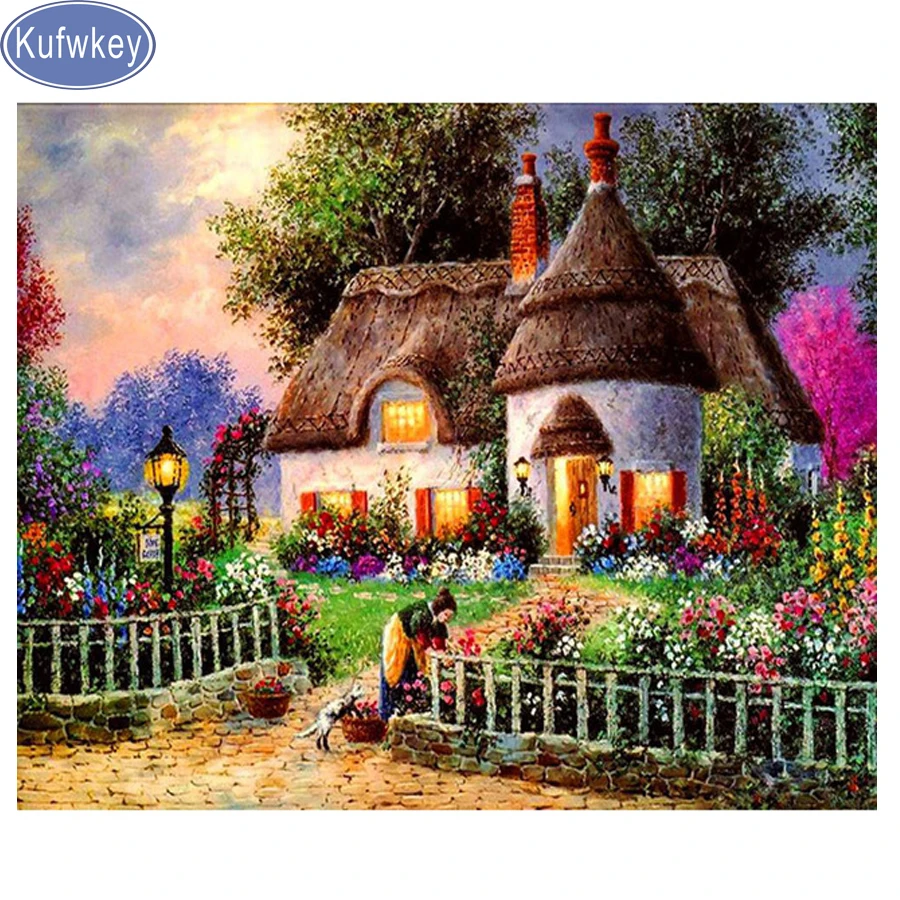 Goede 3d diy diamant schilderen, tuin landschap, moza iuml;ek kruissteek, 5d diamant mazayka, diamant borduurwerk natuurlijke landschap stilleven