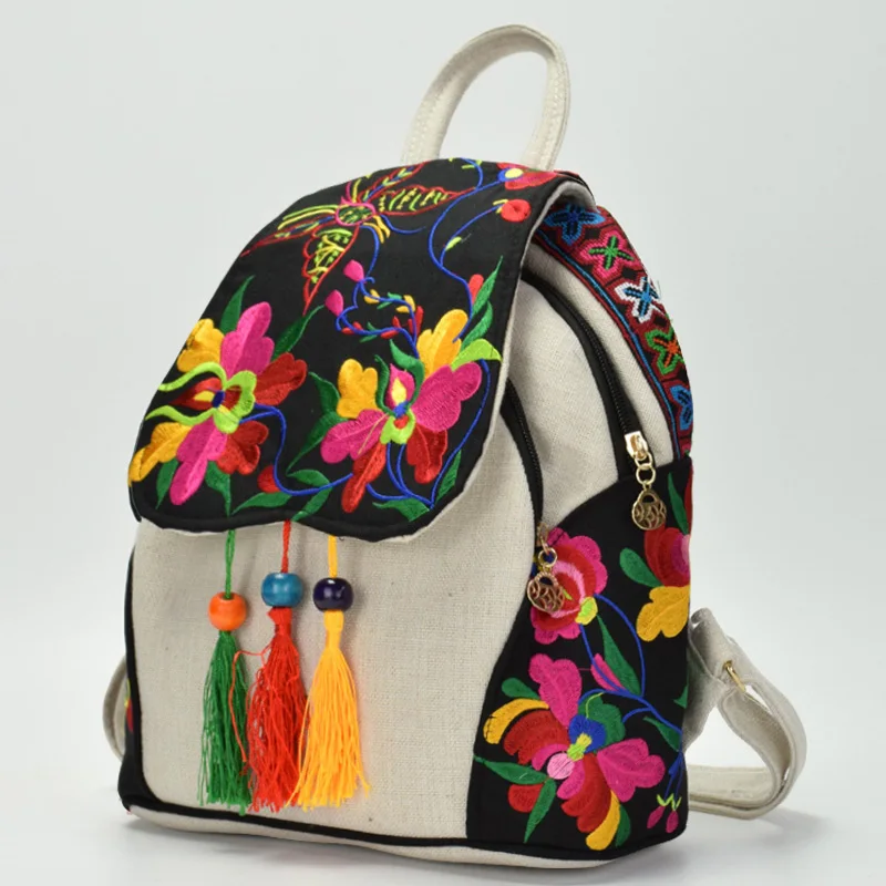 2018 Embroidery Flowers School Bag Backpacks Designers Female Colorful