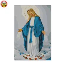 Diy Цифровая живопись маслом по номерам рисунок ручная роспись pic Дева Мария, мать Иисуса, igital картина маслом