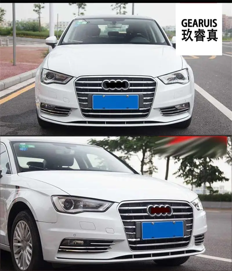 Для Audi A3 8v Sedan автомобиля Передняя Воздушная решетка крышки обшивки полосы внешние авто аксессуары из нержавеющей стали украшения блестки Стайлинг