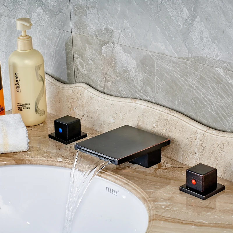 

Deck Mounted Bathroom Sink Faucet Vanity Sink Faucet Double Handles Countertop Bathroom Mixer Tap