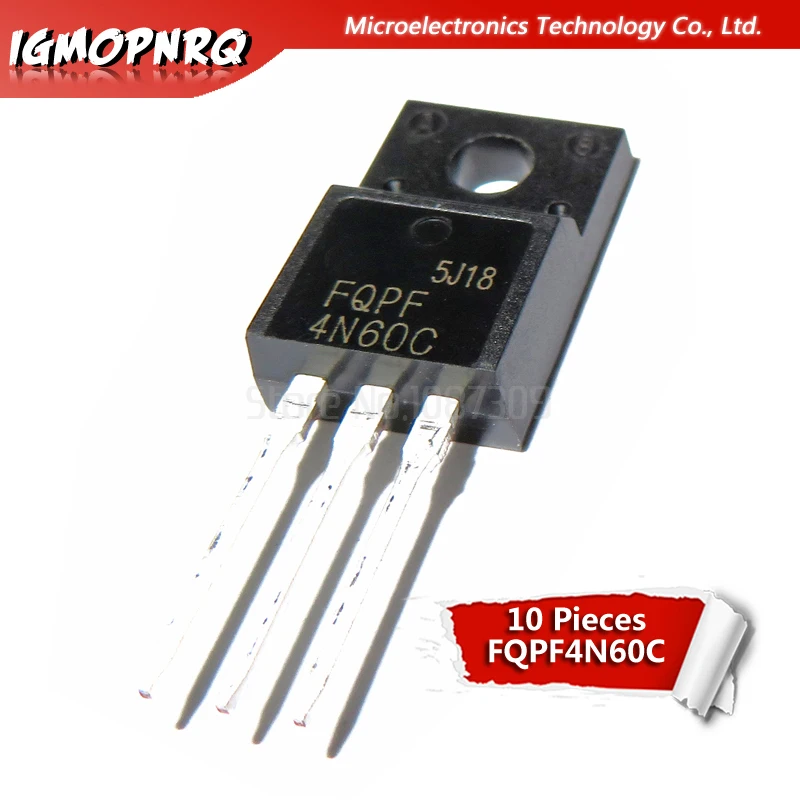 10pcs free shipping FQPF4N60C 4N60C FQPF4N60 MOSFET 600V N Channel new ...