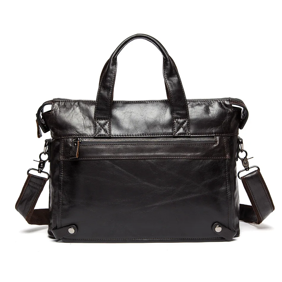 

HANSOMFY European and American Leather Mens Casual business documents, Baotou cowhide leather shoulder bag,