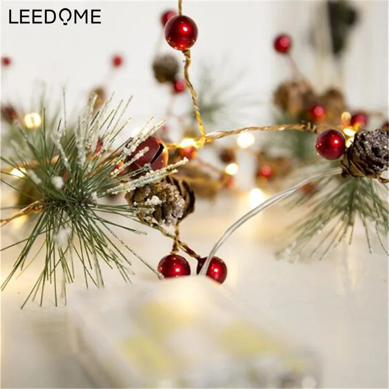 

Leedome LED Christmas String Light Pine Cone Star Berry Fairy Light Holiday Wedding Room Garland Decoration Battery String Lamp
