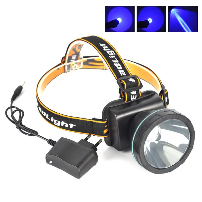 1500 Lumens Blue yellow white Light LED Rechargeable Headlight Camping