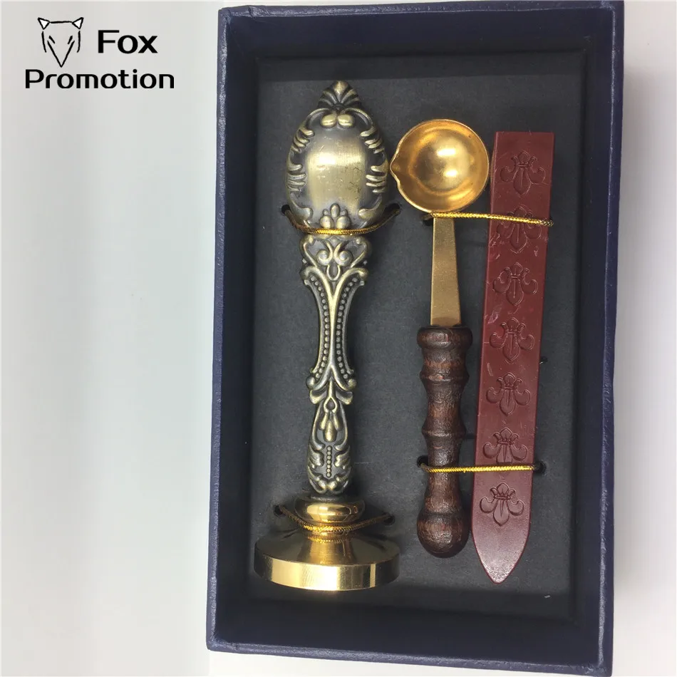 

Customized wax seal Gift Box copper stamp brass spoon, league DIY gift ancient seal stamp set,vintage and high quality
