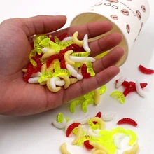 20pcs Artificial Bread Worms Bait High Quality Rubber Lure Crap Food Maggots Bait Gear For Winter Lake Sea Fishing Accessories