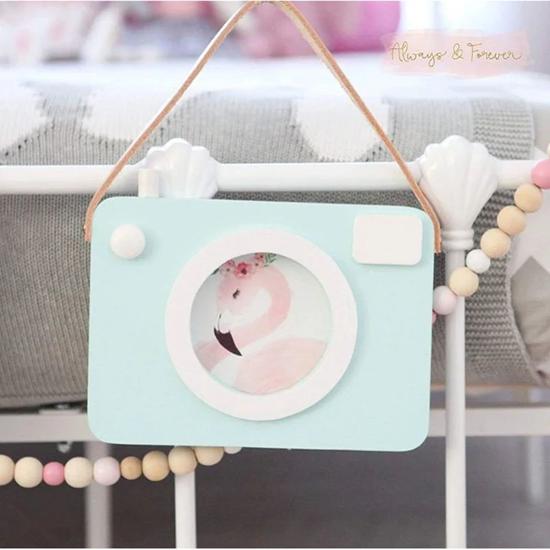 2017 INS Wooden Camera Photo Frame Cute Cartoon Baby Party