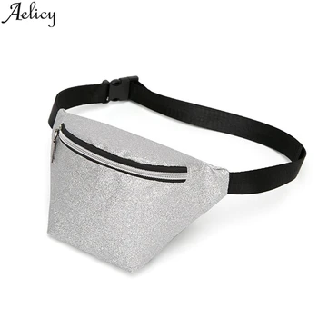 

Aelicy Sequined Chest Bag Women Pu Leather Shoulder Bag Outdoor Mobile Phone Stylish Waist Bag Fashion Zipper Messenger Bag