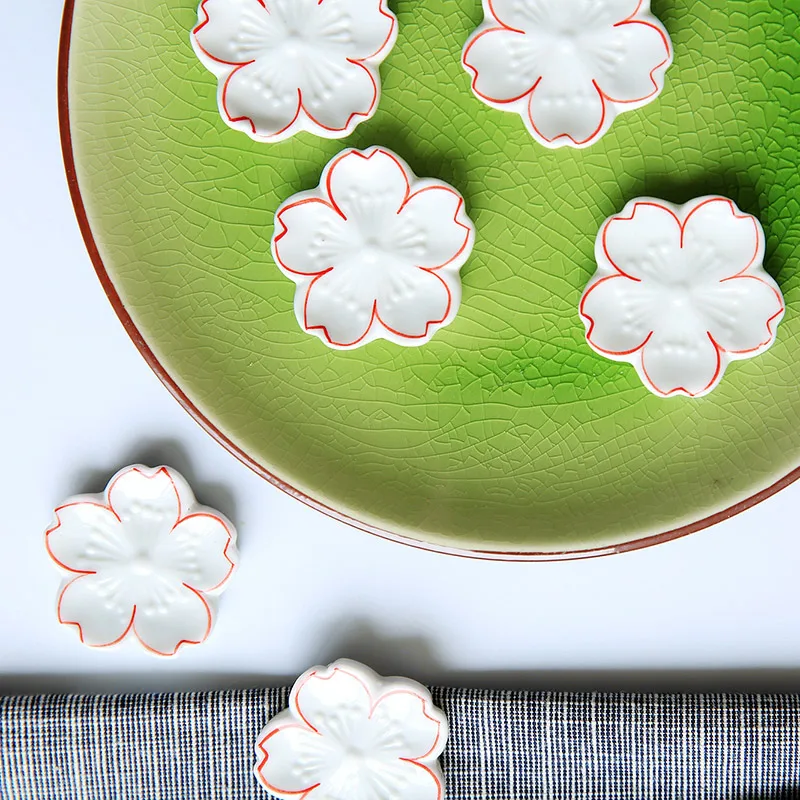 Китайский стиль восточные вишневые керамические палочки для еды слитки подставка для палочек для еды фарфоровая Ложка Вилка держатель украшение дома