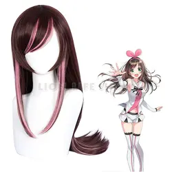 A. I. Канал якорь Kizuna Ai Ютубер коричневый розовый смешанный длинный прямой Косплэй парик