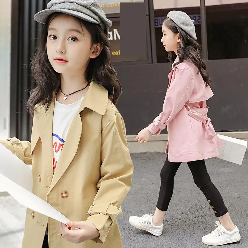

2018 Autumn Teenage Girls Trench Coats Jackets For Girls Clothes 10 12 14 Year Children Clothing Tops Kids Windbreaker Outerwear