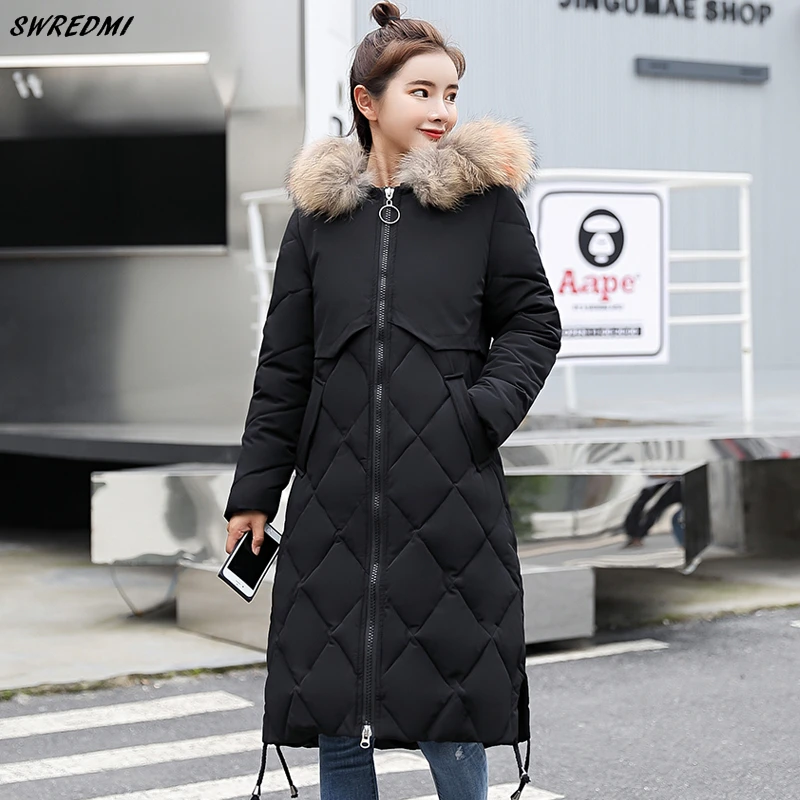 SWREDMI Women's Winter Coat Plus Size S-3XL Parkas Female Hooded Wadded Jacket Coat Cotton Padded Clothing Overcoat Mujer