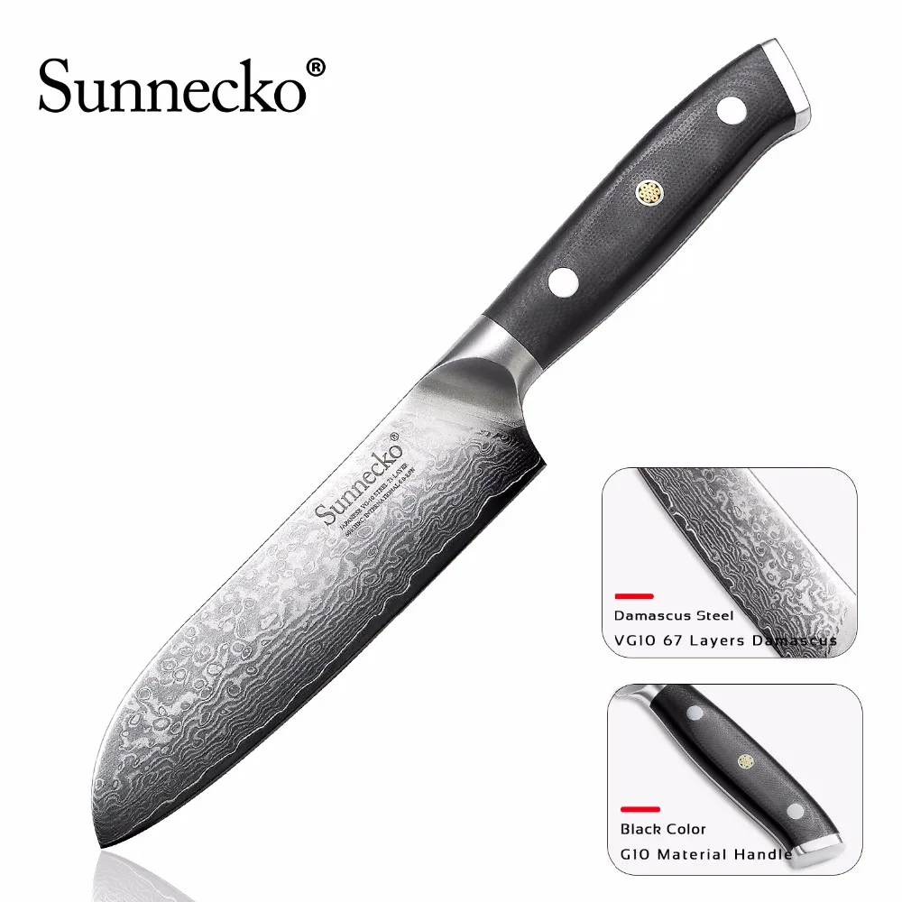 Sunnecko 5 &quotдюймовый нож шеф повара Santoku кухонные ножи дамаск VG10 сталь острое лезвие