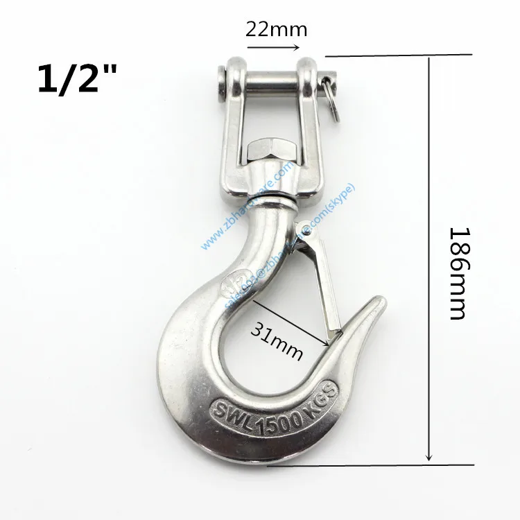2pcs 1/2" swivel sling hook with latch industrial grade lifting rigging