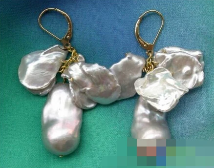 

HOT SELL - 1549 gray sheet keshi Reborn PEARL DANGLE EARRING -Top quality free shipping