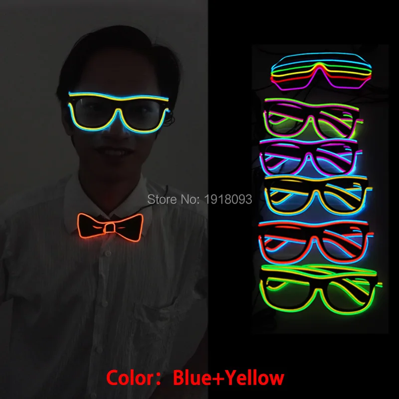 Пластиковые светящиеся очки EL Wire мигающие очки EL стальной трос неоновые световые очки для праздничного освещения Декор 10 штук