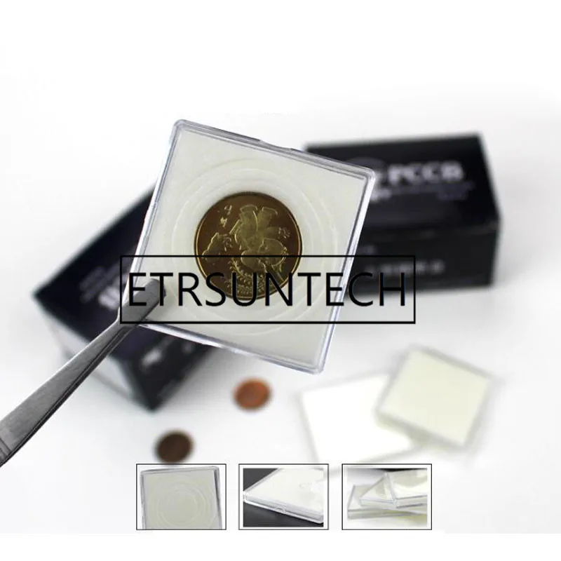 

500Pcs/lot Coin Square Storage Box Display Variety Diameter Plastic Box Coin Holder Capsules Container Coin Transparent Gaine