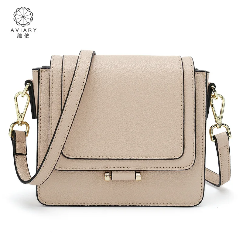 

2019 spring and summer leather bag new lychee pattern matte small square bag simple wild single shoulder slung female bag