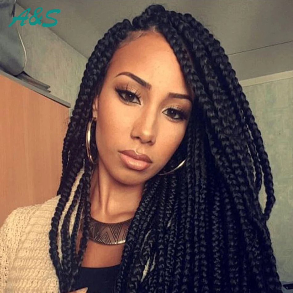 Popular cosplay wig synthetic lace front wig 3x box braids