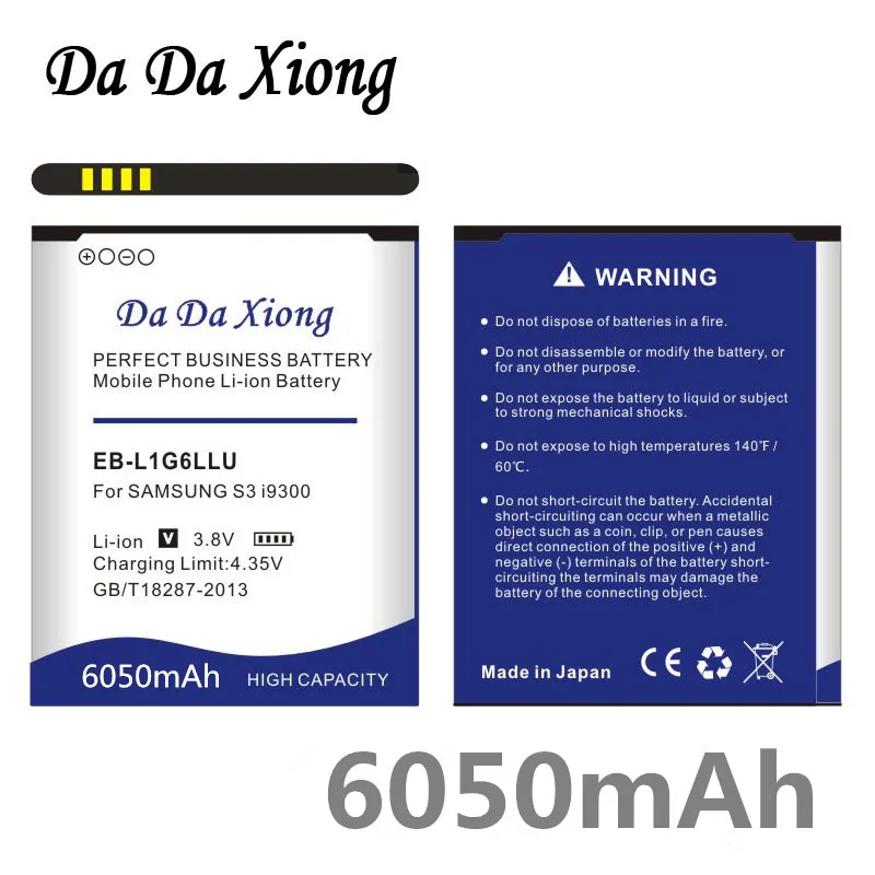 

6050mAh EB-L1G6LLU EB535163LU Battery for Samsung S3 i9300 i747 i9308 i9305 i879 i9060 i9301 i9118 i9082 i535 i9300 i9308 L710