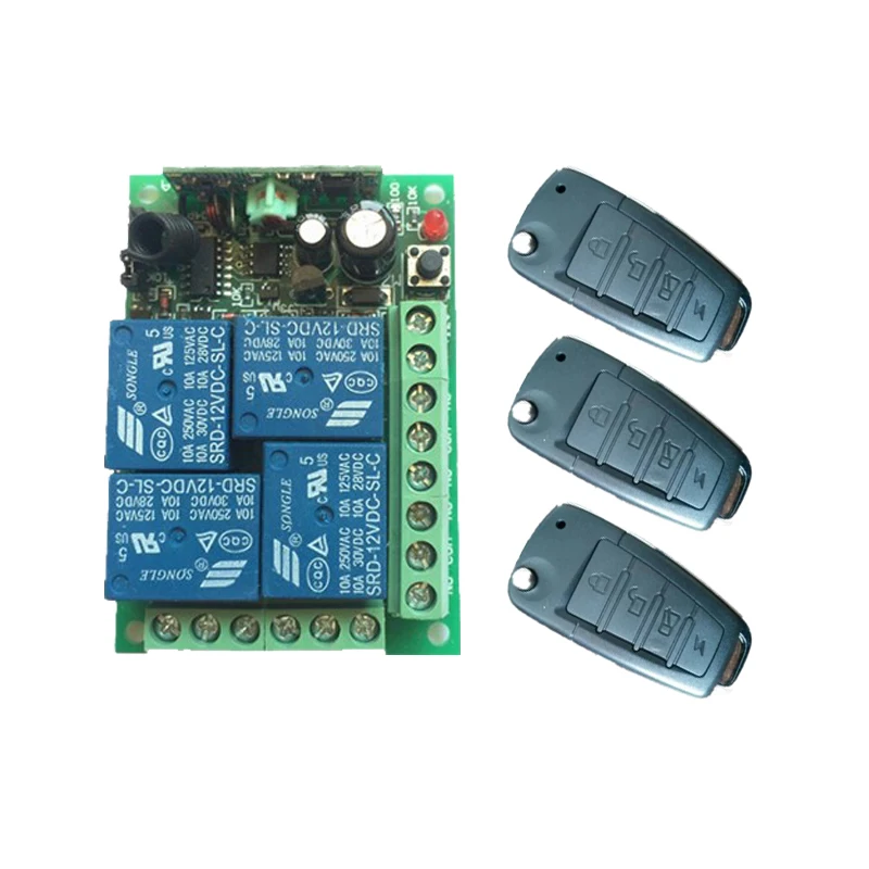

DC12V 4CH 10A RF Wireless Remote Control Relay Switch Security System Garage Doors Gate Electric Doors shutters/ window /lamp