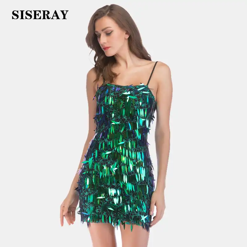 green glitter bodycon dress