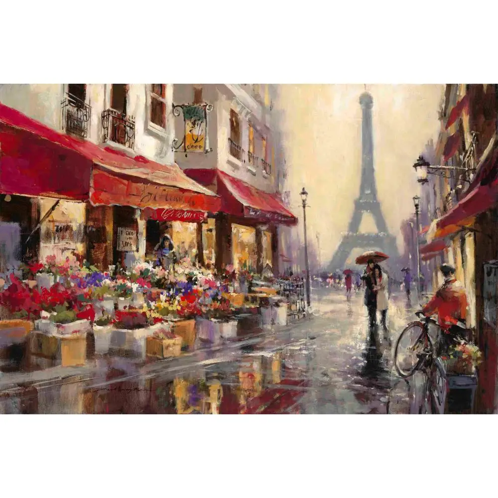 

High quality handmade oil painting on canvas April in Paris Brent Heighton home picture decor modern art