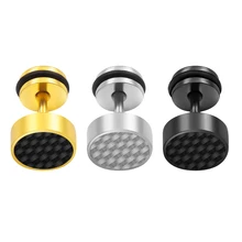 1 пара круглые мужские серьги женские серебряные черные Золотые сережки-гвоздики из нержавеющей стали украшение для пирсинга, гвоздик серьги поддельная Сережка для «тоннеля»