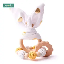Bopoobo 2 шт./1 компл. 70 мм новорожденных игрушки экологически чистые монтессори игрушка органический заячьими ушками деревянный Браслеты