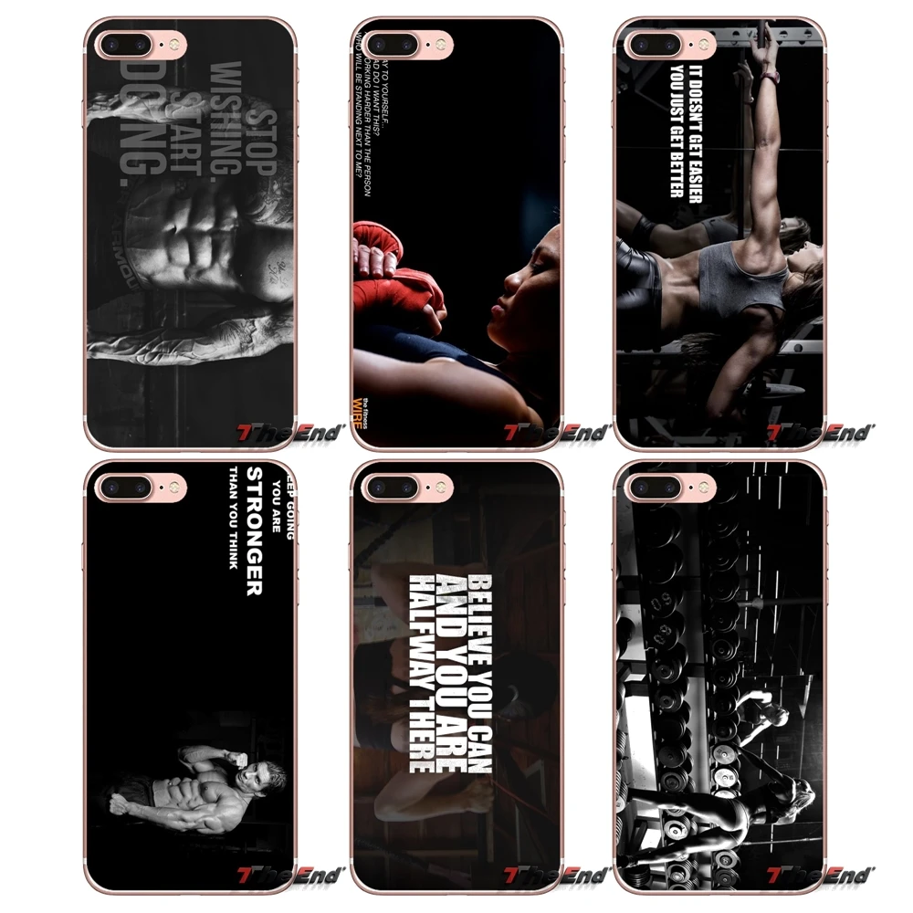 

Workout Motivation For Apple iPhone X 4 4S 5 5S SE 5C 6 6S 7 8 Plus 6sPlus 6Plus 7plus 8plus Soft Transparent Cases Covers