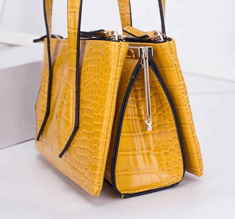

sac a main luxury bag for women 2019 mini square handbags female shoulder bags designer yellow summer crocodile pattern handbags