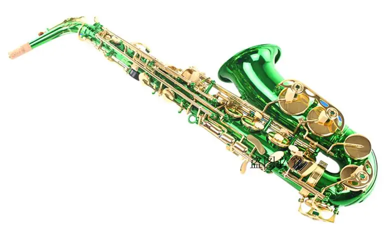 Пользовательский логотип узор альт саксофон красный/розовый/зеленый/белый/фиолетовый Латунь Деревянные Музыкальные инструменты E плоский саксофон - Цвет: Green