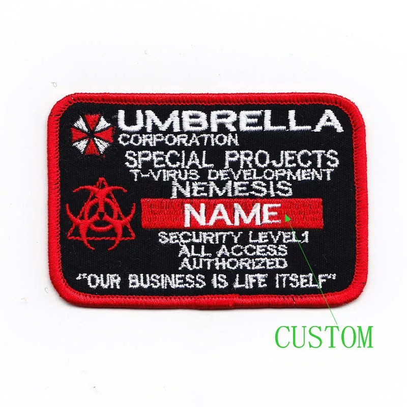 

Custom name tapes Resident Evil Umbrella Corporation Badges patch B1988