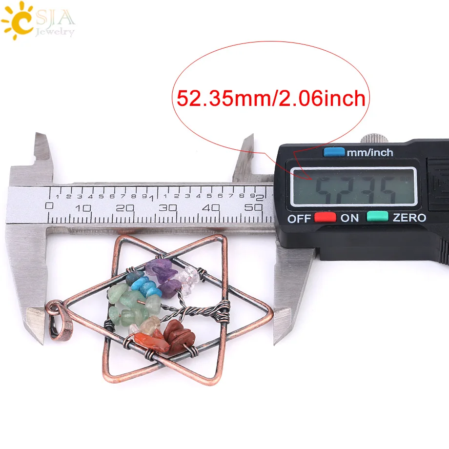 CSJA рейки Меркаба Ожерелья Подвески натуральный чип камень Исцеление 7 Чакра Кулон Винтаж Серебряный цвет древо жизни Ювелирные изделия G017