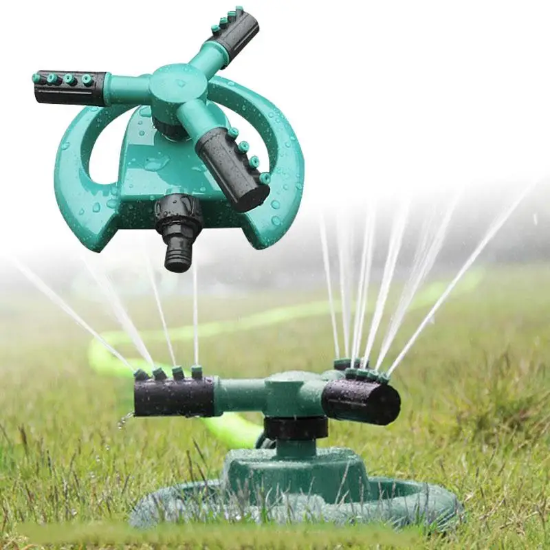360 Circle Rotating Sprinkler 3 Nozzles Garden Lawn Pipe Hose Spray