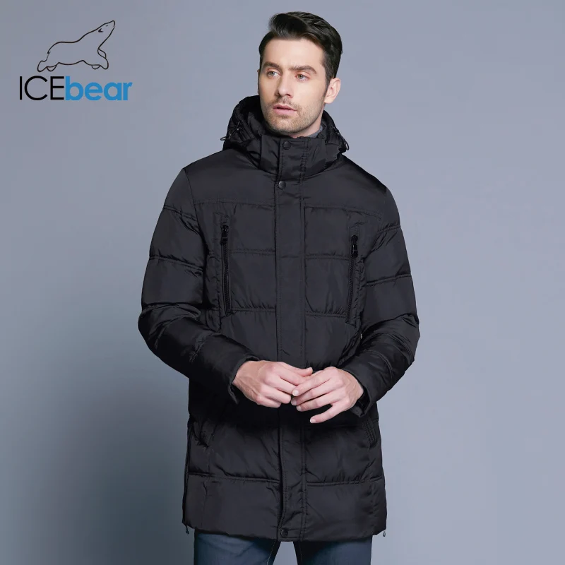 ICEbear Высокое Качество Теплые мужские Био-Пуховик Водонепроницаемый Повседневная Верхняя Одежда Толщиной Средней Длины Пальто Мужчины Куртка 16M899D