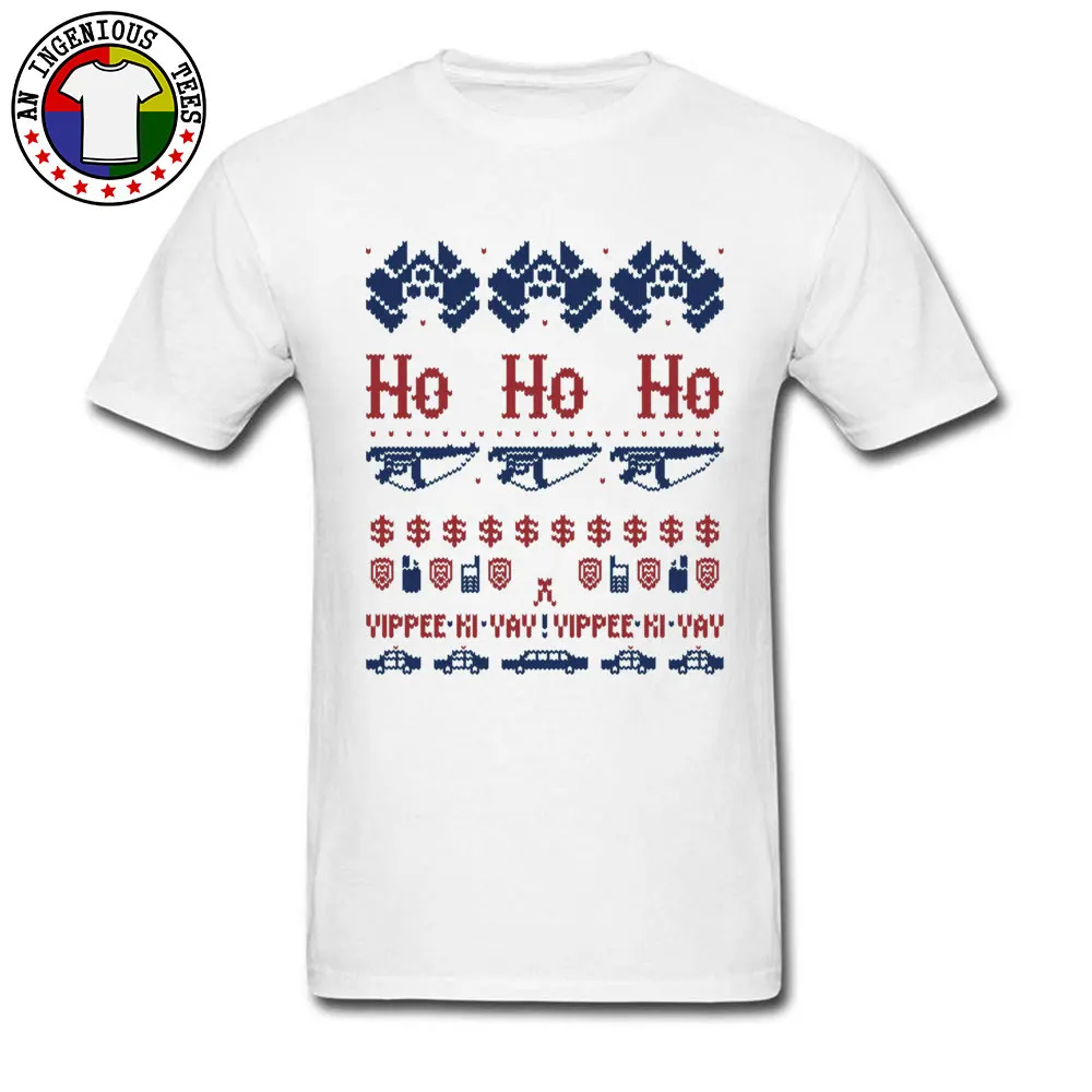 McClane Christmas Sweater 5034 Short Sleeve Tops Tees Autumn Crewneck 100% Cotton Men's T Shirts Slim Fit T-Shirt Brand New McClane Christmas Sweater 5034 white