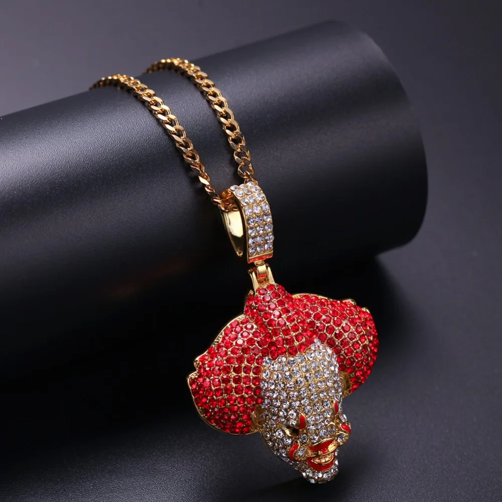 Men Hip Hop Ice Out Bling Clown Pendants Necklaces Fashion popular pendant necklace Hiphop Rapper Jewelry Gifts