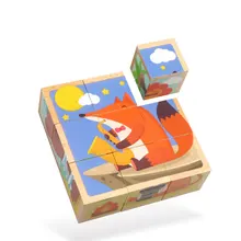9 шт./компл. 3D животных деревянные головоломки обучения игрушки Детские шести сторон милый лиса шестигранные головоломки для детей YD2764H