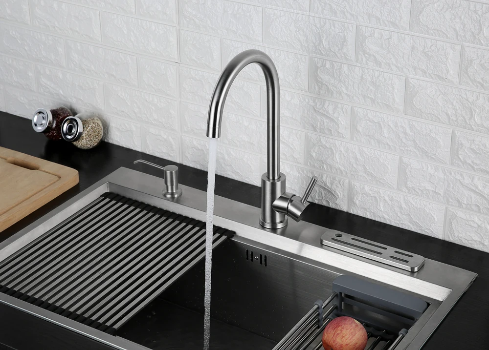 hm 360 Degree Cold and Hot Kitchen Tap Single Hole Water Tap SUS304 Stainless Steel Kitchen Faucets (9)