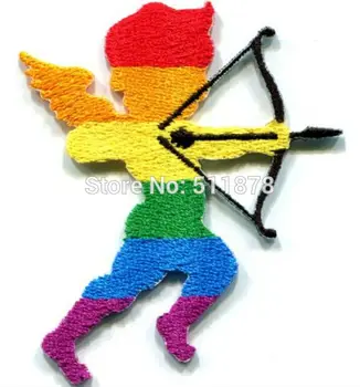 

Cupid god of love gay lesbian rainbow LGBT Uniform punk rockabilly applique sew on iron on patch