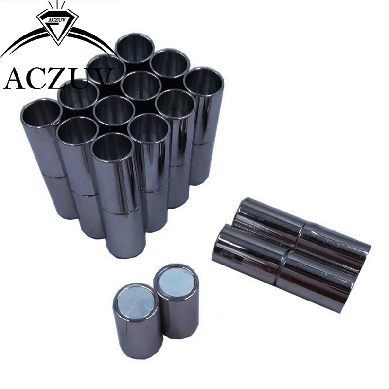 

500Pcs 3mm 4mm 5mm 6mm 8mm Hole Gunmetal Black Metal End Caps Magnetic Clasps for Round Leather Cord Jewelry Findings LMC003
