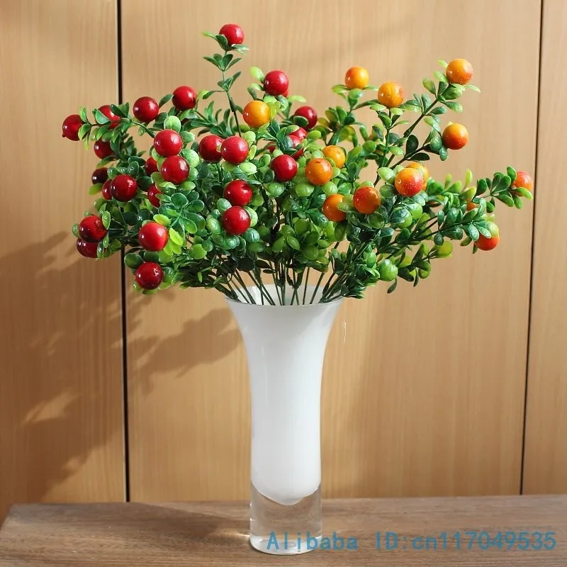 1 шт. красивый искусственный пластиковый куст красная ягода зеленое растение свадебное украшение дома подарок F219