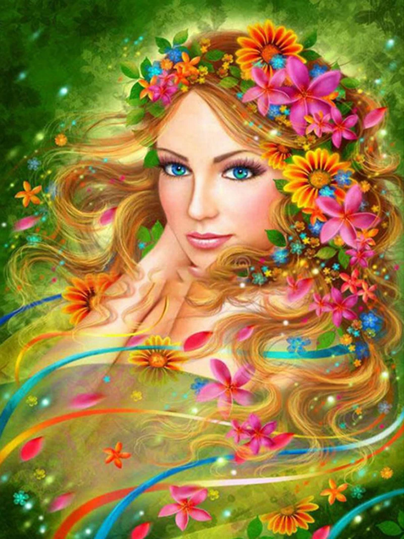 5D Diamond Embroidery Paintings Rhinestone Pasted Diamond painting Cross Stitch Kits flower fairy diamond mosaic wall Decor arts
