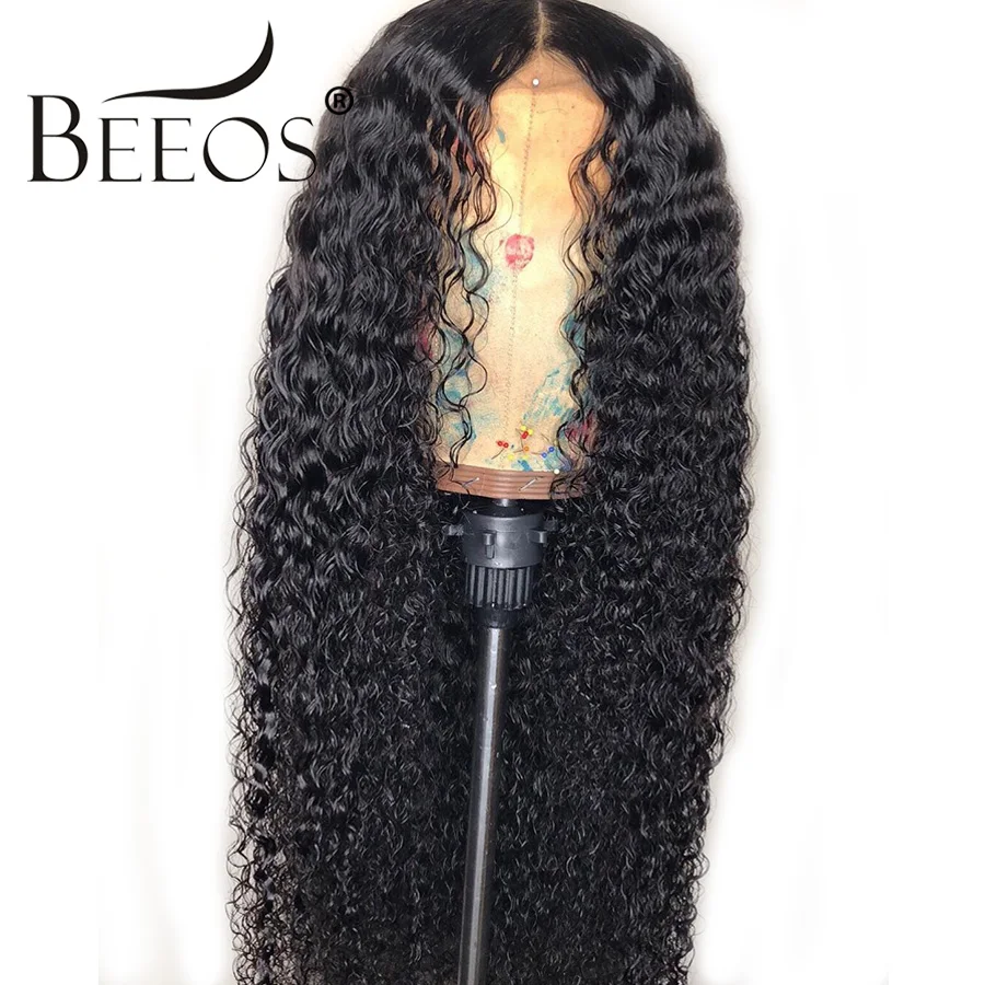  Beeos Brazilian Remy Curly 13*6 Lace Front Human Hair Wigs Bleached Knots Deep Parting Wig Pre Pluc